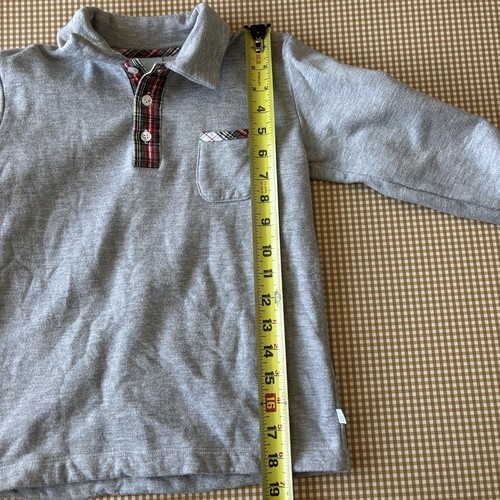 BELLA BLISS Pullover Shirt Sweater- Boy SIZE 7.Gray Tartan Plaid.Preppy School - Picture 9 of 10