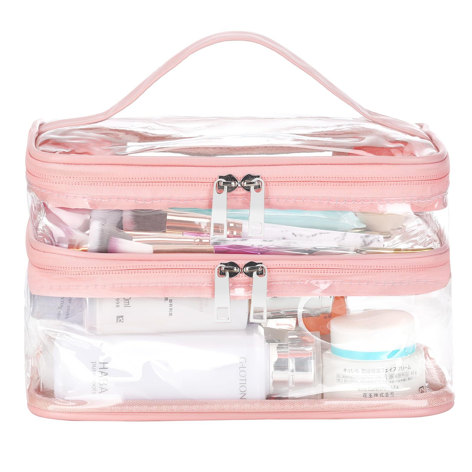 Double Layer Clear Waterproof Makeup Toiletry Travel Cosmetic Bag