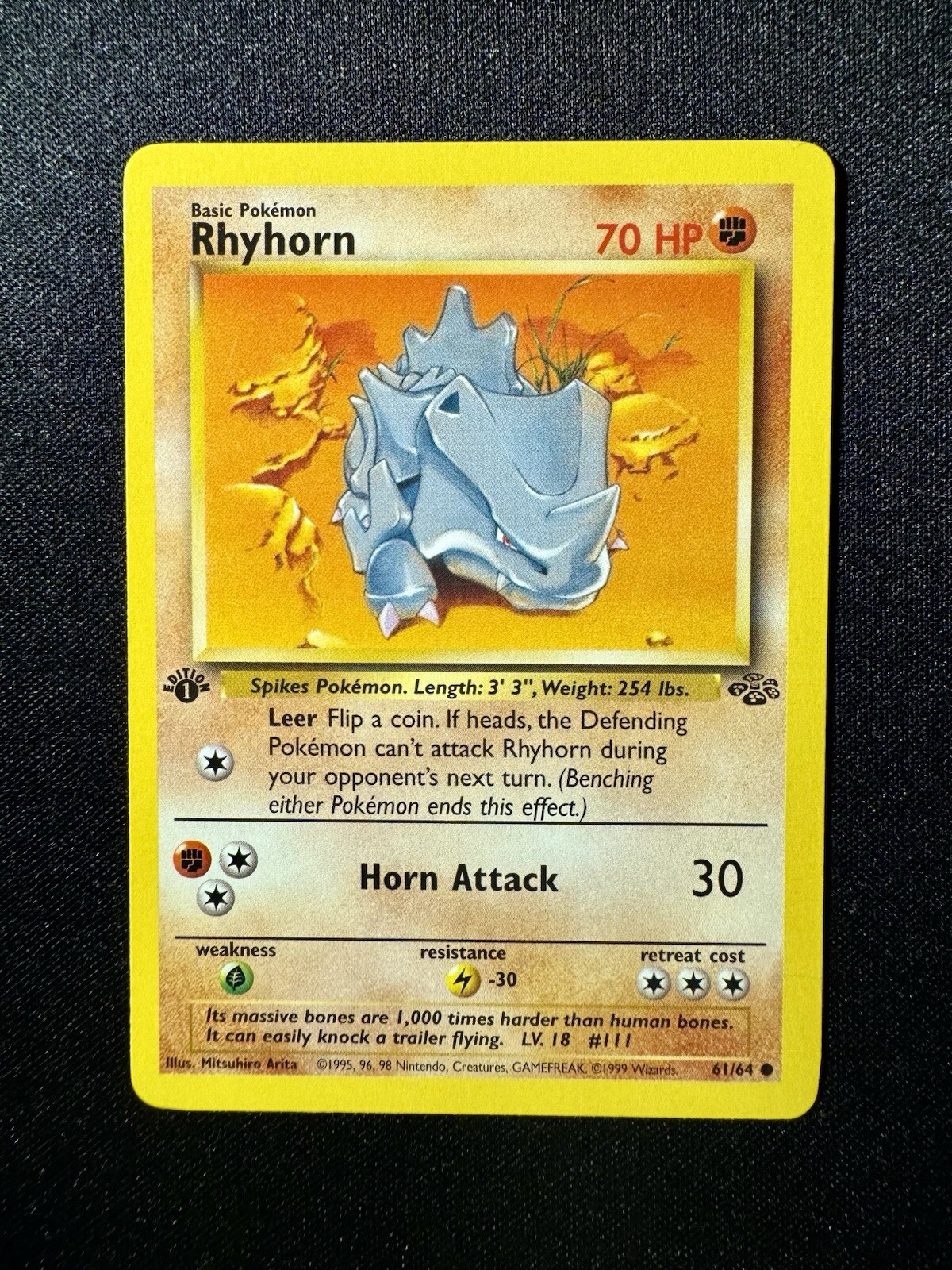 Rhyhorn - 61/64 - 1st Edition - Jungle - Pokémon TCG - NM
