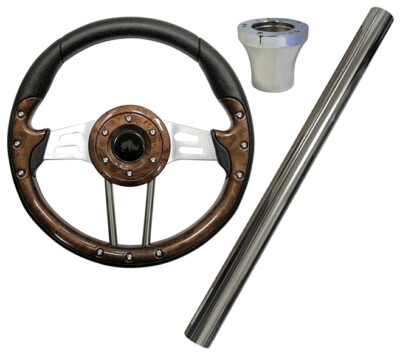 RHOX Aviator Yamaha G29 Drive Golf Cart Steering Wheel Kit - Woodgrain