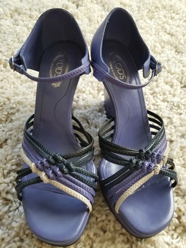 NWB TOD'S CARINE Wedge MIGNON Sandals 36.5(EUR) 7.5(US) Lavender Purple Italy - Picture 6 of 17