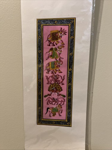 Indian Art Hand Painted, Paper Illustration Unframed: Elephants, Camel, Turkey - Picture 2 of 7