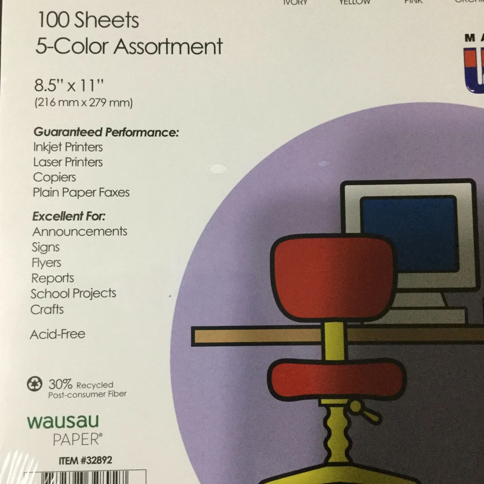Wausau Multi-Use Printer Paper Letter Size 8 1/2" x 11" Pastel Colors NEW Sealed - Image 3 of 4