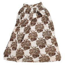 Vintage 80s 90s Herman Geist White Brown Rose Skirt 6 Wool Blend Floral Maxi