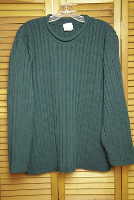 Vintage Bobbie Brooks Woman Green Chunky Cable Knit Fisherman Sweater Large