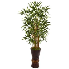 Nearly Natural 4.5’ Bamboo Tree In Wooden Planter Artificial Home Decoration