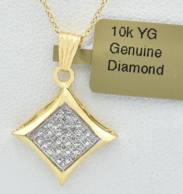 ECHTER 0,25 kt DIAMANT ANHÄNGER 10 K GELBGOLD - kostenloses Zertifikat Bewertung
