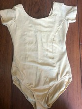 girls solid plain MIRELLA YELLOW LEOTARD s/s LINED DANCE BALLET JAZZ SIZE 8-10