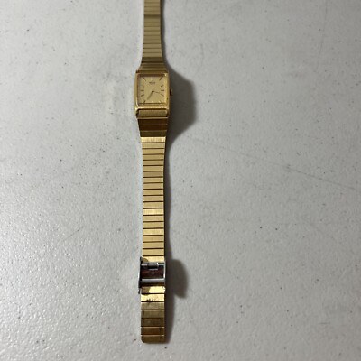 Vintage Seiko Watch Women Gold Tone Gold Dial 17mm Rectangle Vintage Seiko Watch Women Gold Tone Gold Dial 17mm Rectangle