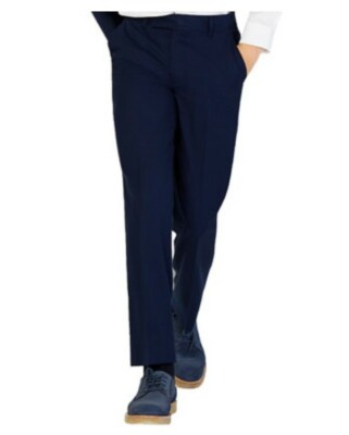 NEW PERRY ELLIS BOY Slim Expandable Waist Flat Front Dress Pants 20 Blue 30x32