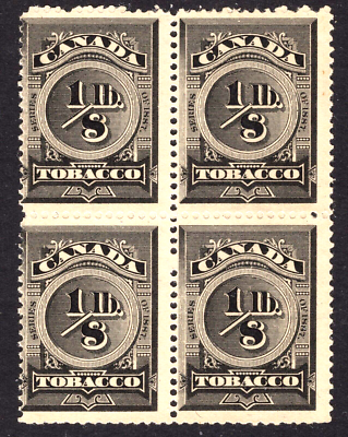 tobacco tax canada CANADA 1887 REVENUE TOBACCO TAX 4 x 1/8Lb MNH NG VF