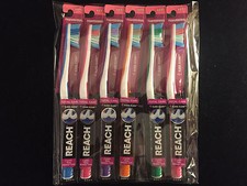  6 Lot Reach Total Care Floss Clean Toothbrush- Soft Assorted Bulk Lot