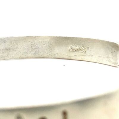Vintage Sterling Cyrus Josytewa Native American Hopi Overlay Cuff