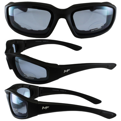 BLUE Lens Black Foam Padded Motorcycle Biker ATV Riding Glasses
