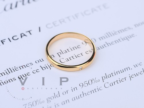 CARTIER 1895 TRAURING 18K GOLD & DIAMANT EHERING WEDDING BAND RING 1 DIAMOND °54 - Bild 5 von 10