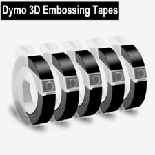 5PK For DYMO Organizer Xpress Label Maker 3D Embossing Tape 520109 Black 3/8"