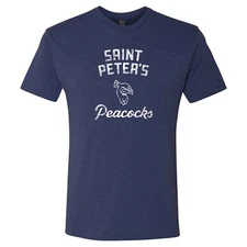 St Peter's University Peacocks Retro Script Triblend Short Sleeve - Vintage Navy