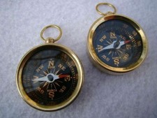 Set of 2 x Brass Pocket Compass  Nautical Maritime Navigation Camping Hiking