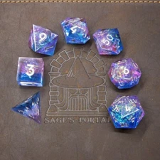 Sage's Crystals - Dawn Sharp Edge Resin Polyhedral Dice Set DnD RPG