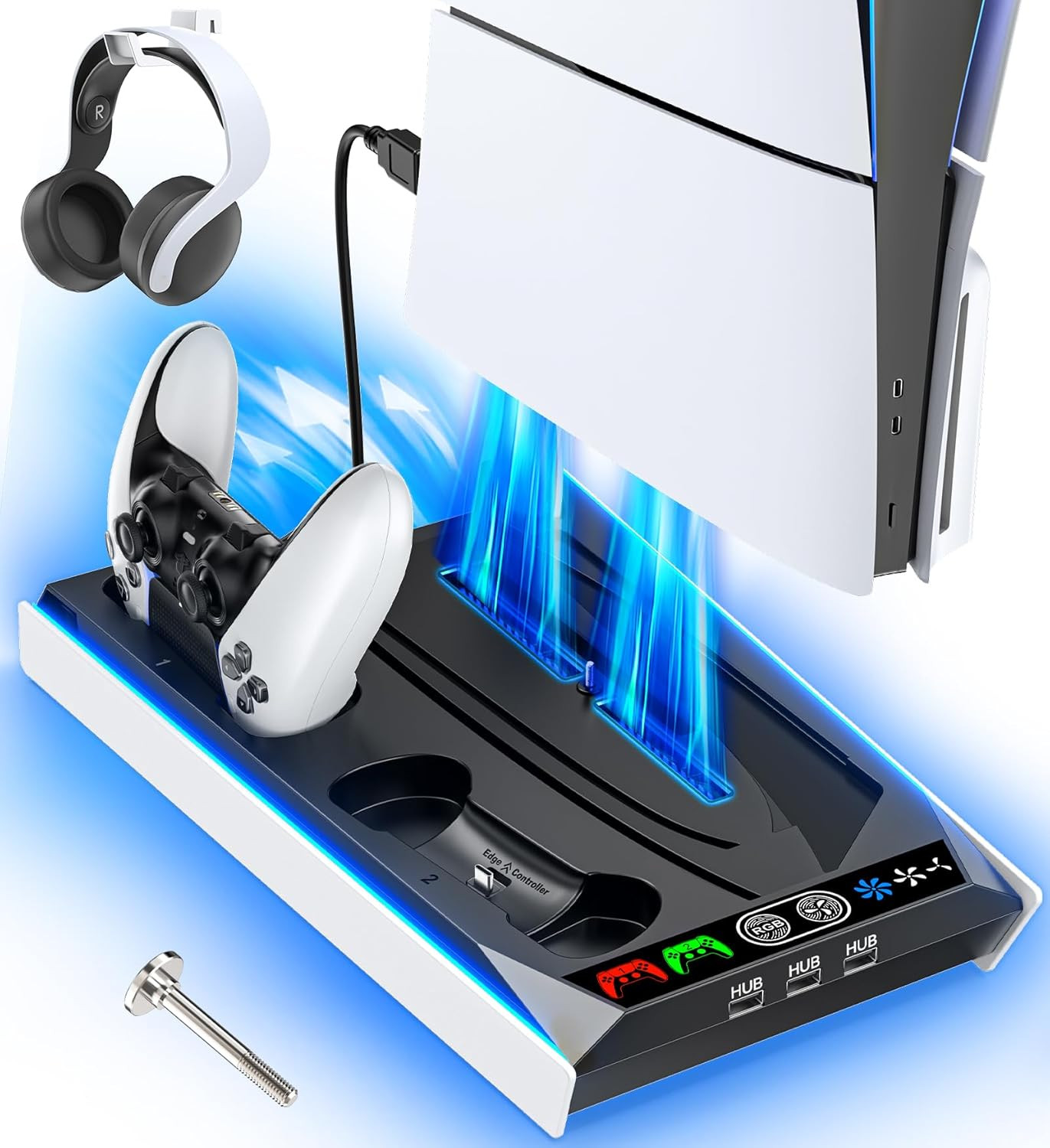 Supporto PS5/PS5 Slim Con Ventola Di Raffreddamento, Base PS5 Slim, Stand PS5 Sl