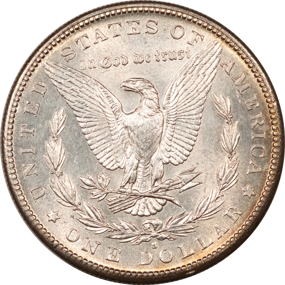 1882-S MORGAN DOLLAR MINT ERROR - MAJOR OBV STRIKE-THROUGH LOOKS GEM BUT CLEANED - Image 2 of 2