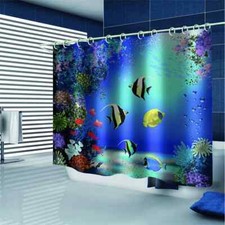 Marine Corals And Fishes 3D Shower Curtain Waterproof Fabric Bathroom Decoration