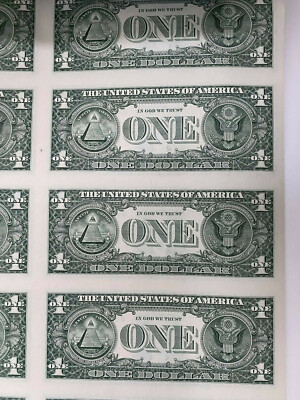 16 of $1 bill uncut 2009 sheet uncirculated notes currency ONE