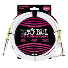 Ernie Ball 10' Straight / Angle Instrument Cable White - P06049