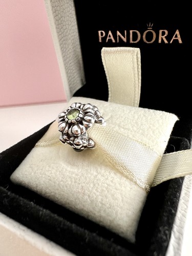 Pandora SSilver BIRTHDAY BLOOMS August Peridot charm 790580PE Authentic Retired - Picture 8 of 24