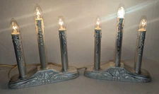 Vtg silver 3 Light Window Electric Candelabra Candolier Plastic Drip Set of 2