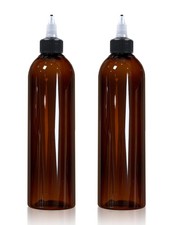 2 Pcs 8oz Amber Plastic Squeeze Bottles with Twist Top Cap, 250ml Clear Dispe...