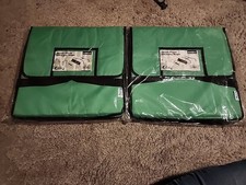 Lot Of 2 Insulated Pizza Delivery Bag Green Nylon 18" x 18" x 5" - Holds up to 2