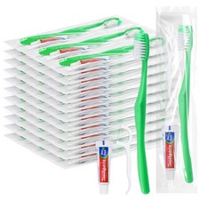 Disposable Toothbrushes with Toothpaste and Floss,50Pcs Green Single Use Indi...