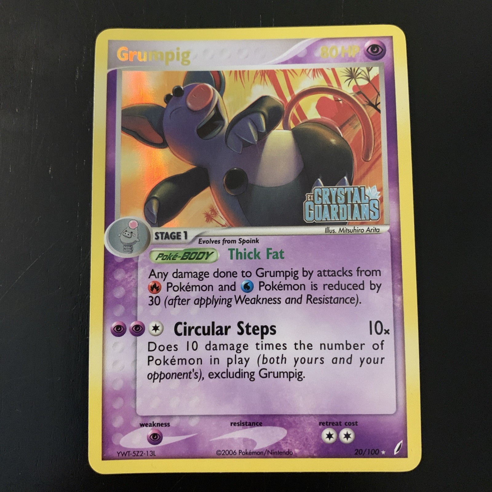2006 Pokemon EX Crystal Guardians #20 Grumpig Reverse Holo NM Rare Card STAMPED