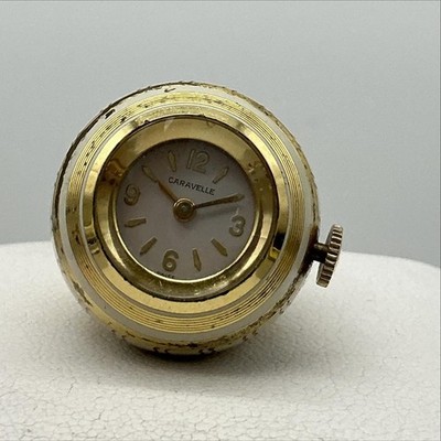Vintage Caravelle Pendant Ball Orb Watch Womens 29mm Enamel Manual Wind Swiss