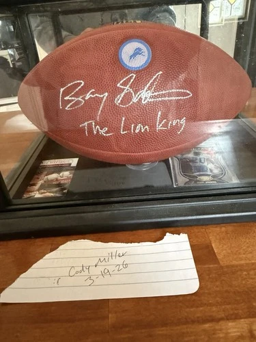 Barry Sanders Detroit Lions Autographed Football "The Lion King" Original