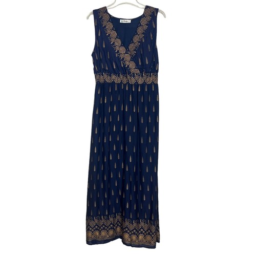 Lapogee Cross Over Empire Maxi Dress Womens Large Party Wedding Guest Formal