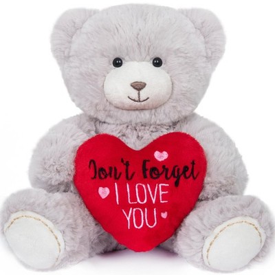 My OLi Stuffed Bear Animals with Red Heart 7  7 inches, Gray & 
