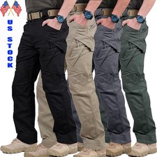 Men's Tactical Cargo Pants Straight Fit Combat Work Trousers for Outdoor Hiking