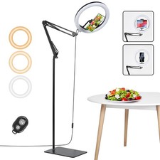 Ring Light with Stand Tripod for iPhone, 12" Overhead Camera Mount Phone Hold...