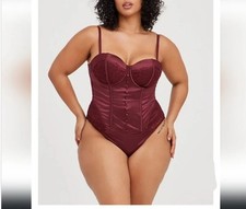 TORRID RED WINE COLORED SATIN LACE CORSET PLUS SIZE 2, 2X, 18-20 (CORSET ONLY)