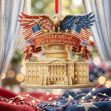 250th Anniversary 1776-2026 Patriotic Ornament, Independence Day, 4th of July