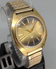 Vintage 1975 Bulova Accutron Tuning Fork Men's Watch 34mm Gold Dial/Case*Running