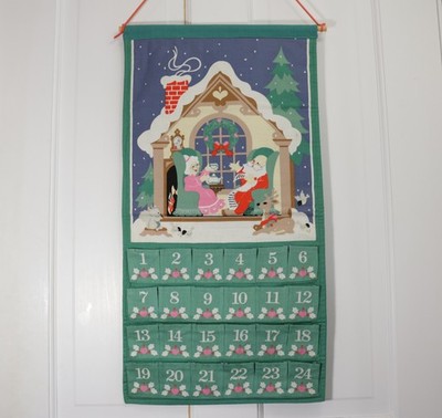Vintage AVON ''Countdown to Christmas'' Hanging Advent Calendar NO MOUSE 80s Santa