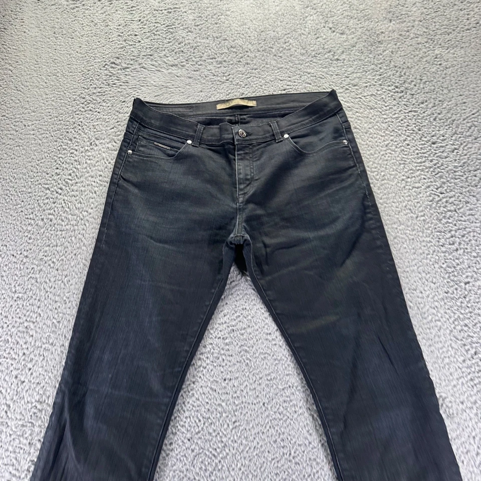 Jeans Zara para hombre 36x30 negro lavado oscuro algodón elástico calce ajustado denim Foto 2 de 4