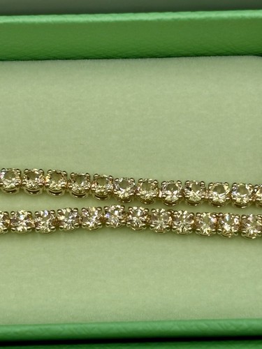Collar Tenis Swarovski Matrix Corte Redondo Blanco Amarillo Chapado en Oro 18K - Imagen 3 de 11