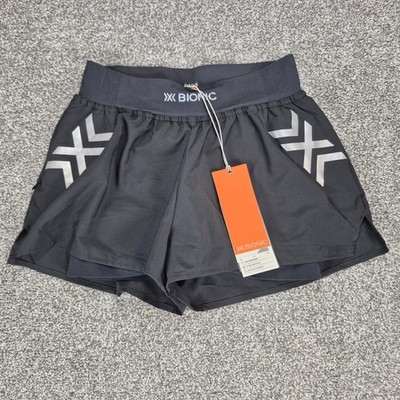 X-Bionic Twyce Race 2-in-1 Running Shorts Womens Large Black Athletic NWT