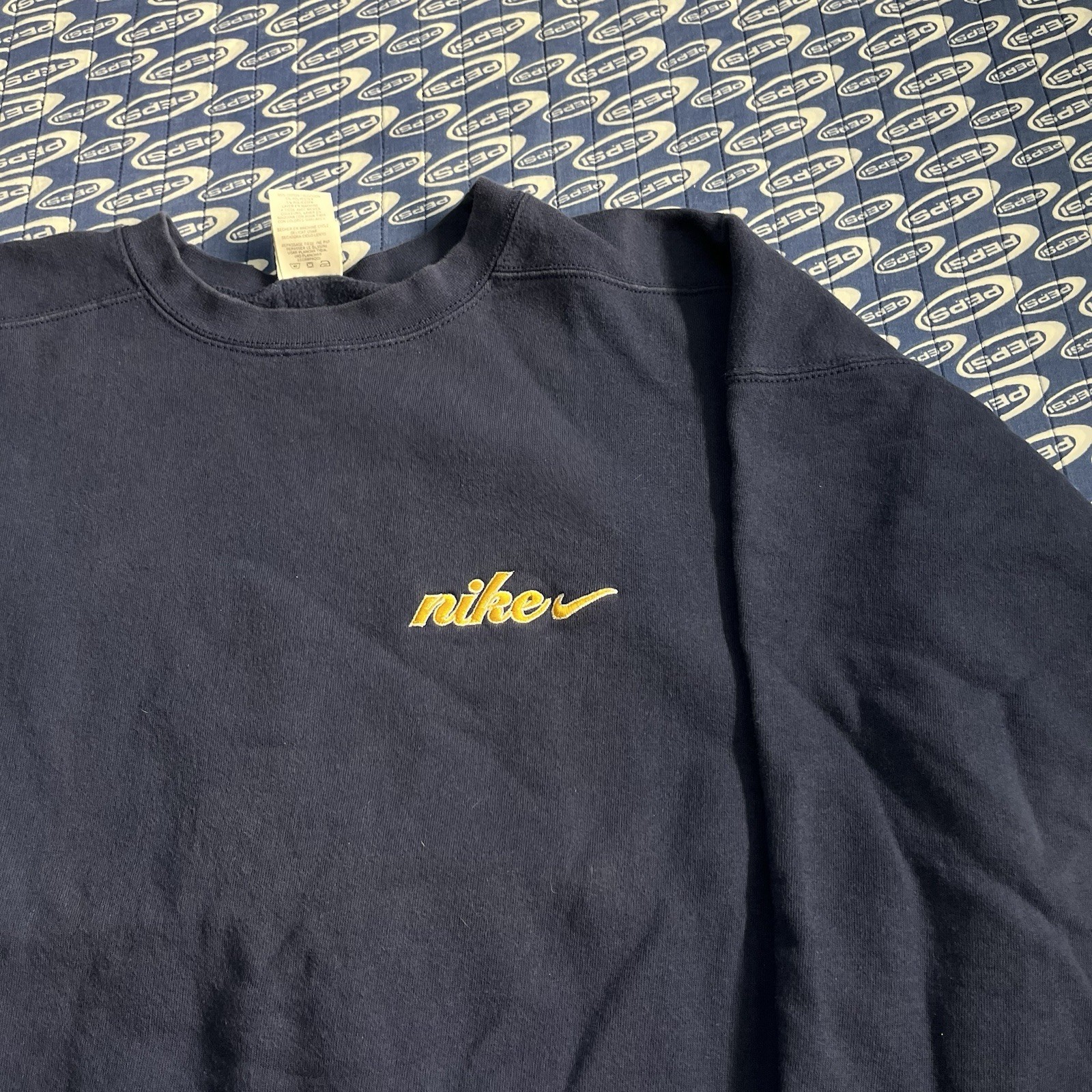 Vintage Nike Crewneck Sweatshirt Made in USA Navy Blue Small Logo Size XL