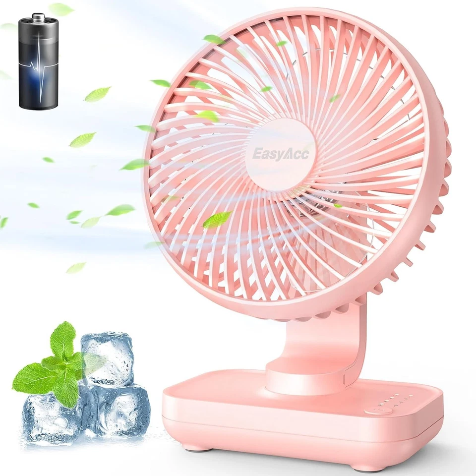 Table Fan, 4000 Battery Battery Small USB Fan, Portable Rechargeable... - Image 2 of 4