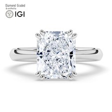 Radiant Diamond Engagement Ring 18k White Gold Labgrown 3 Ct Solitaire